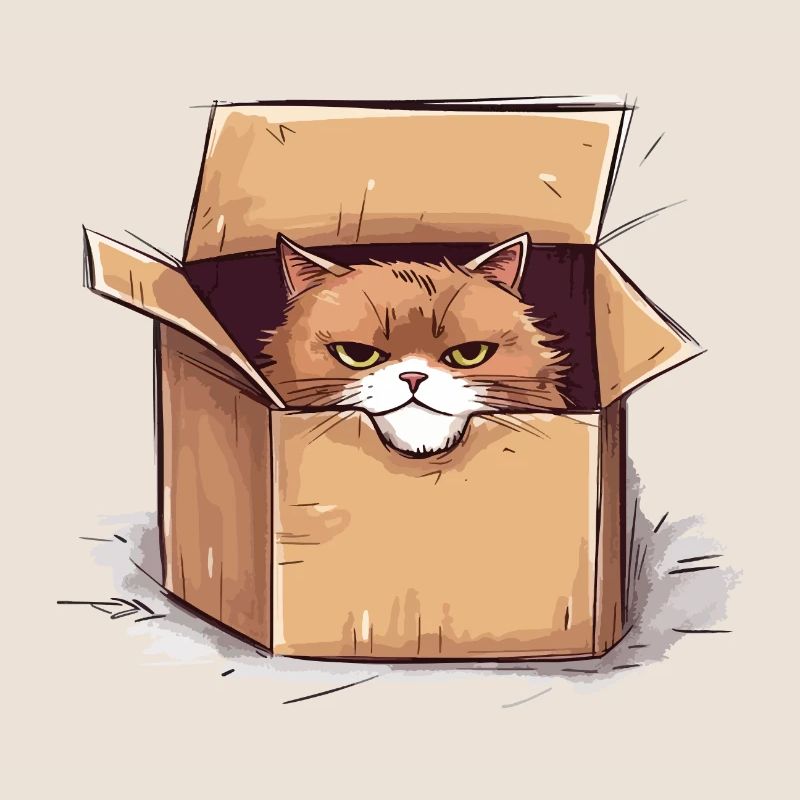 Cat grumpy grumpy grumpy sits in the box