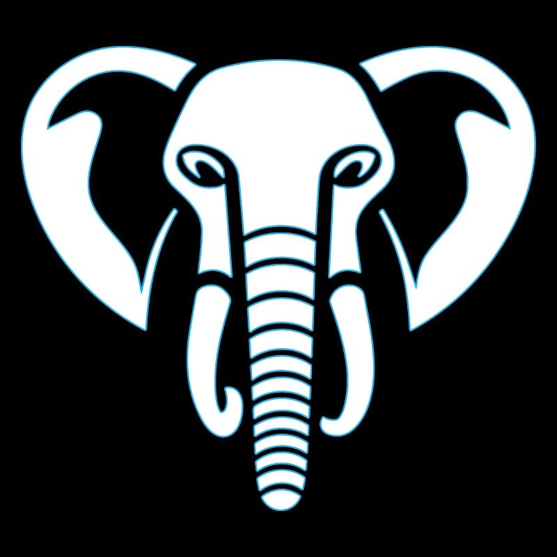 Elephant Majesty: empreinte de tête d’éléphant, bleu.
