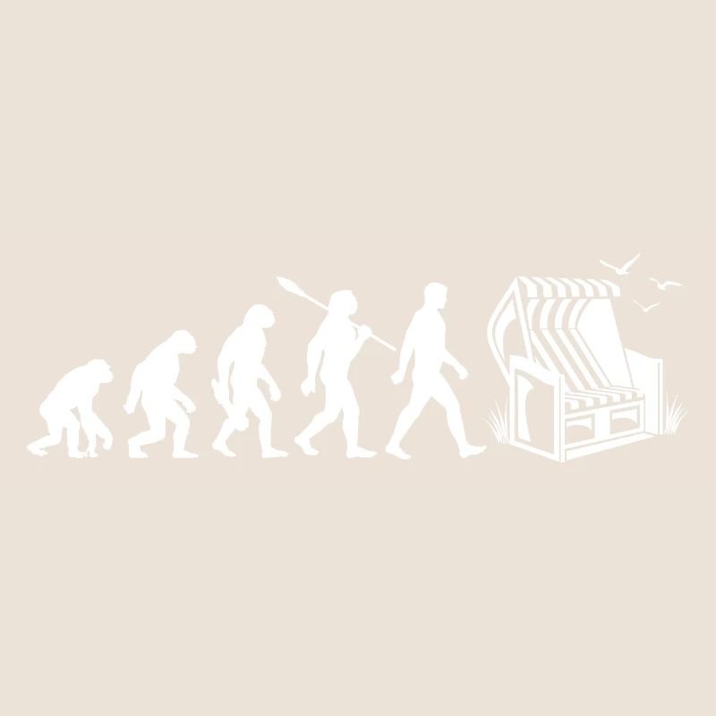 Evolution - Strandkorb - Urlaub - Meer - Möwen