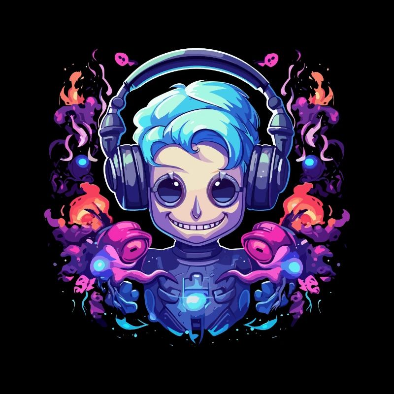 Synthwave Roboter Girl Design