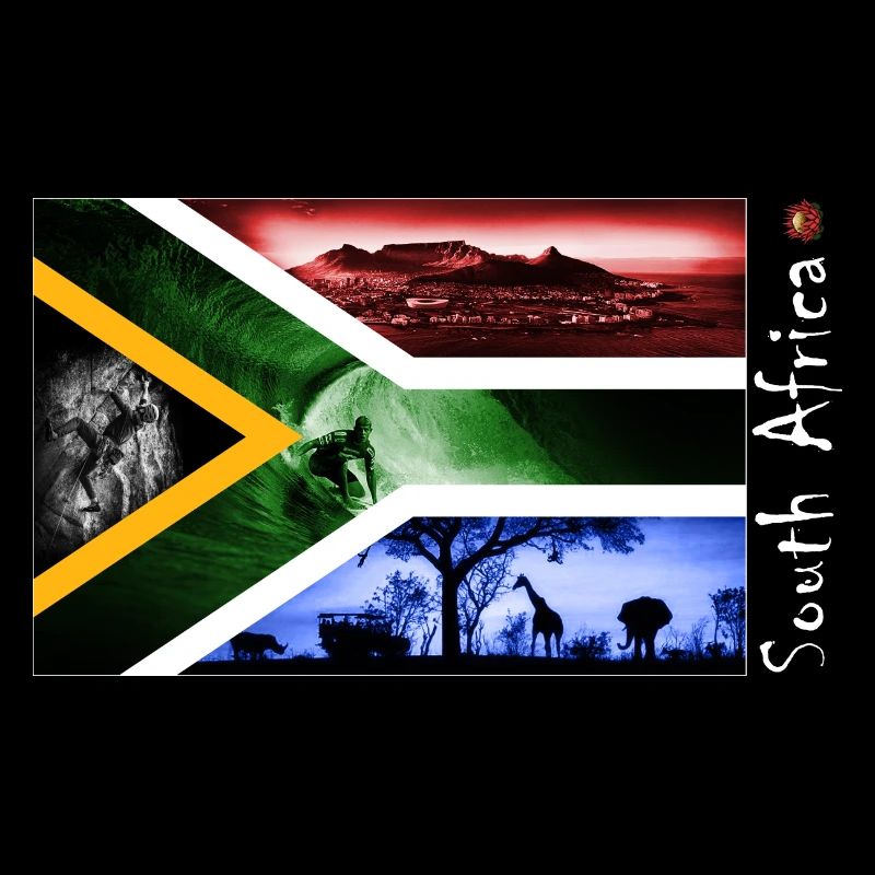 SA Flag on Dark (one side)