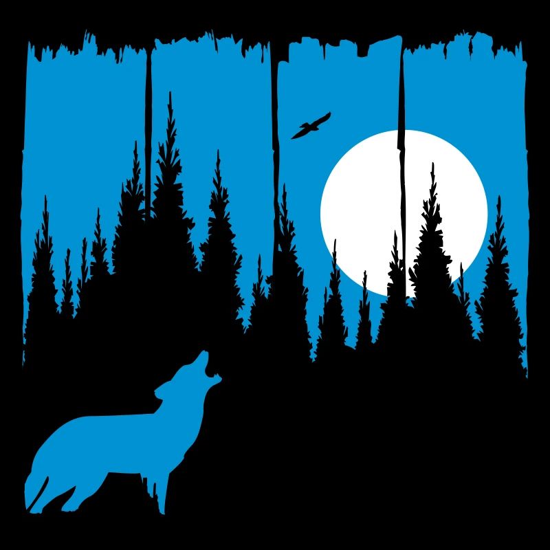 Wolf vor Mond/Sonne Waldbewohner Waldtier Geschenk