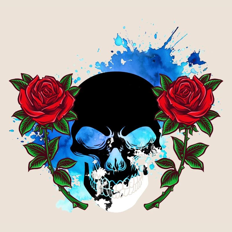 Skull Skull Skull Roses Flowers Splash