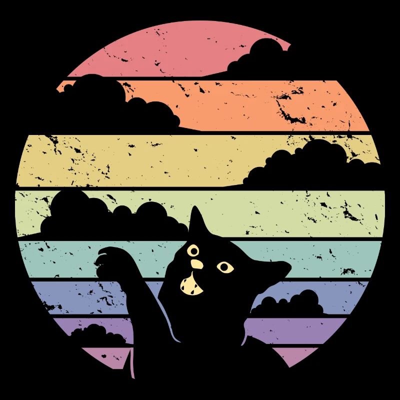 Mignon chat Retro Silhouette Cat Lover & Owner Cadeau