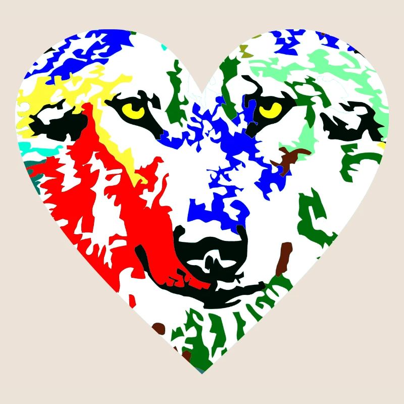Herz Wolf bunt