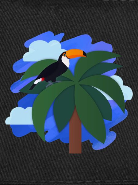 Toucan (palm tree, sky)