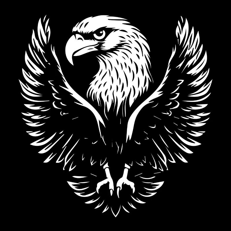 Eagle head with wide wings