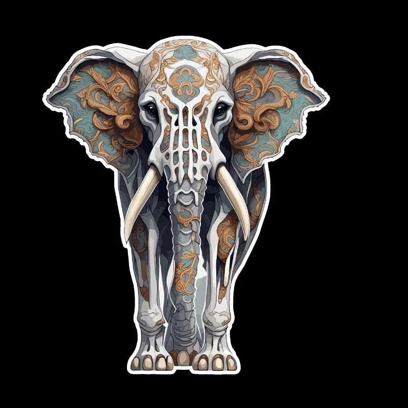 Elephant / Animal / Oriental / Flowers / Pattern
