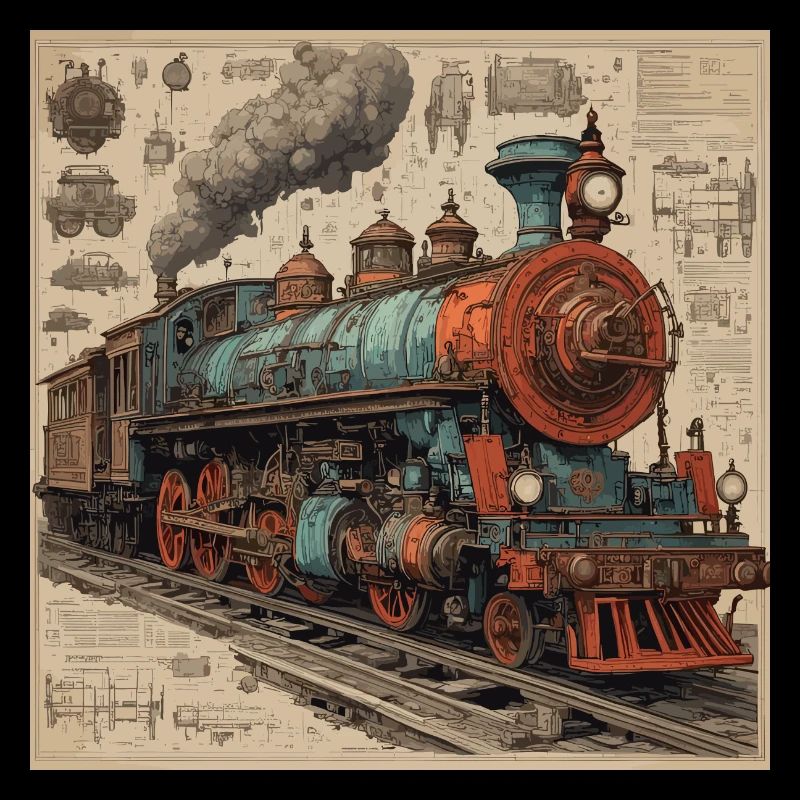 Bauplan / Sepia / Vintage / Retro / Roboter