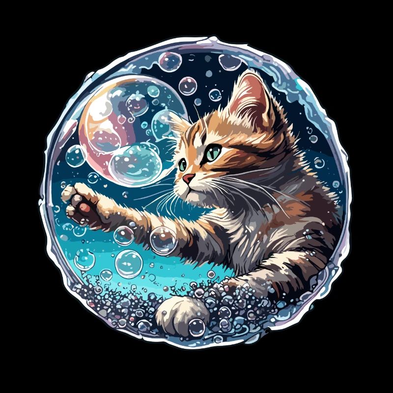 Animal dans bulle de savon / enfantin / mignon / chat