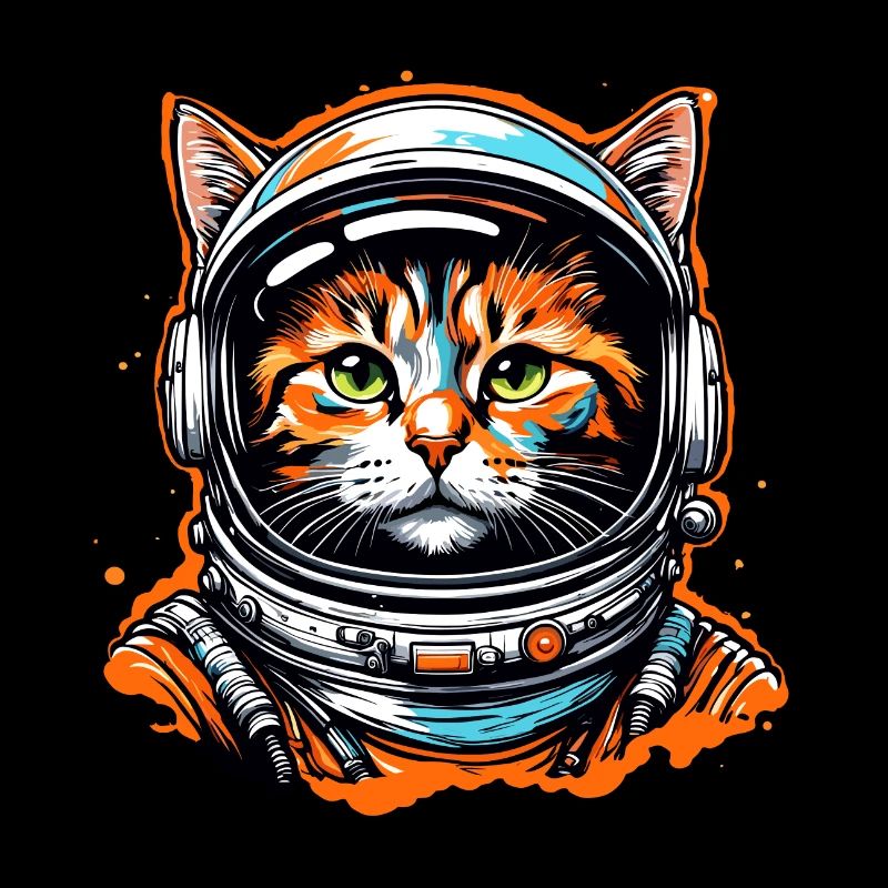 Astronaute / Espace / Animal / Chat / Vaisseau spatial