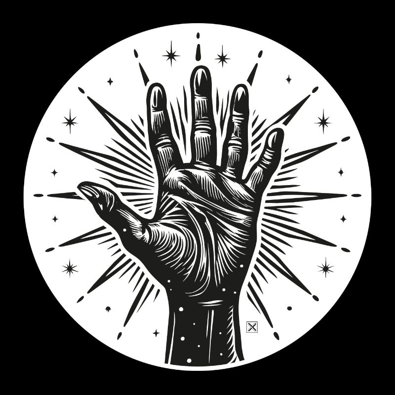 Sternhand mit Blitzen