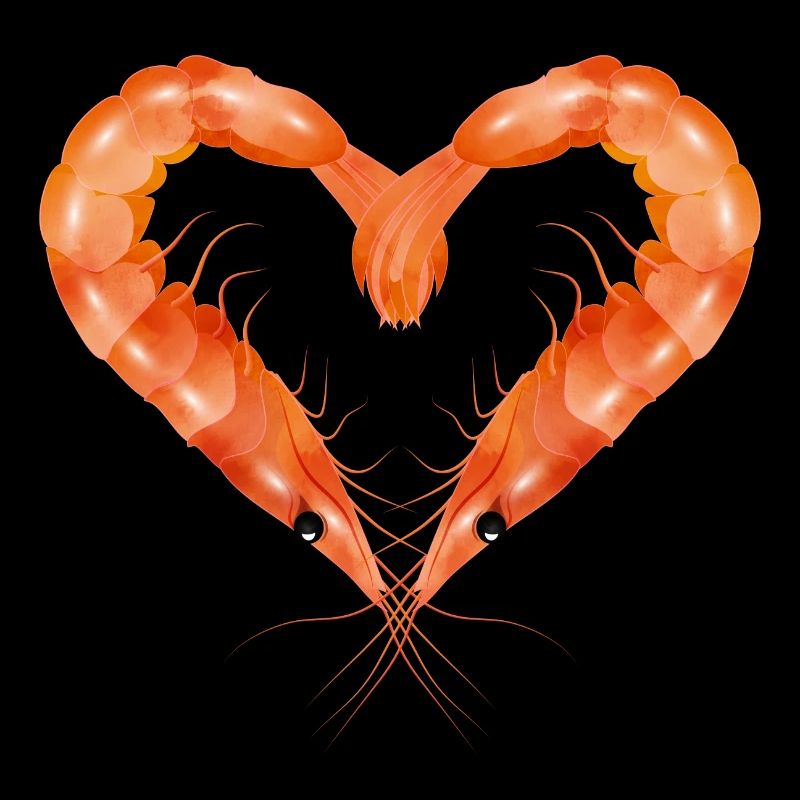 two prawns or shrimps designed in heart shape
