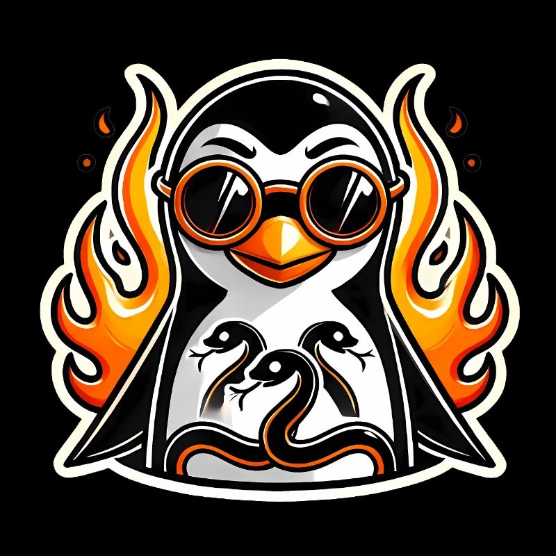 Cool Penguin on Fire Chill Vibes