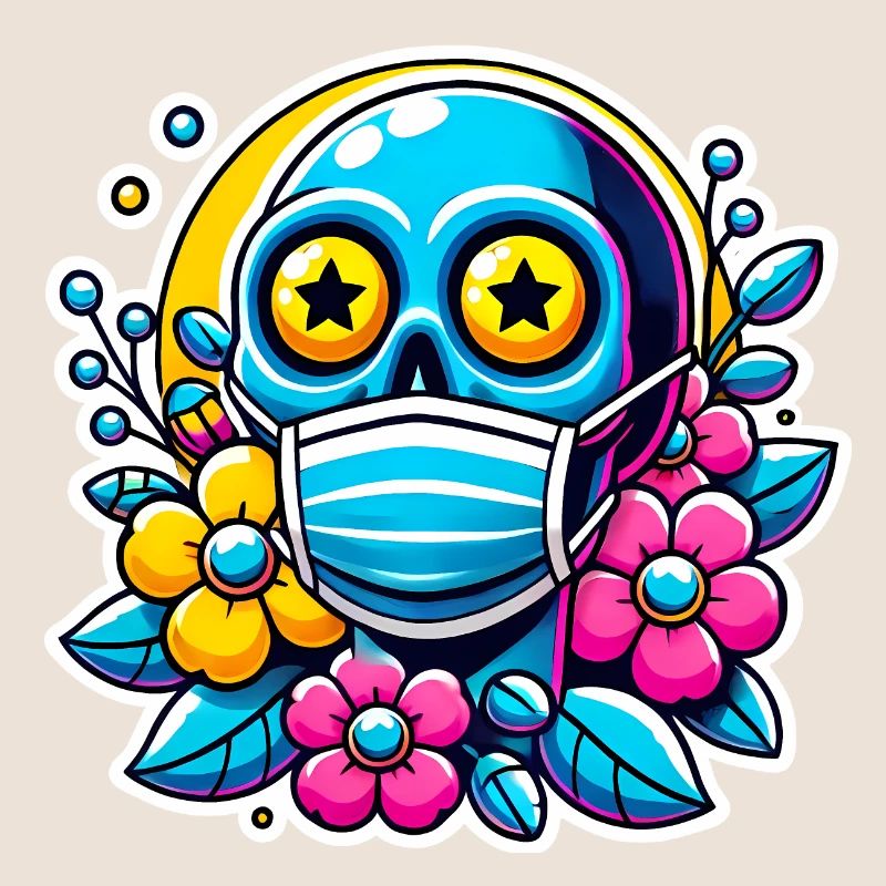 Dead Inside Skull with Rainbow Flowers