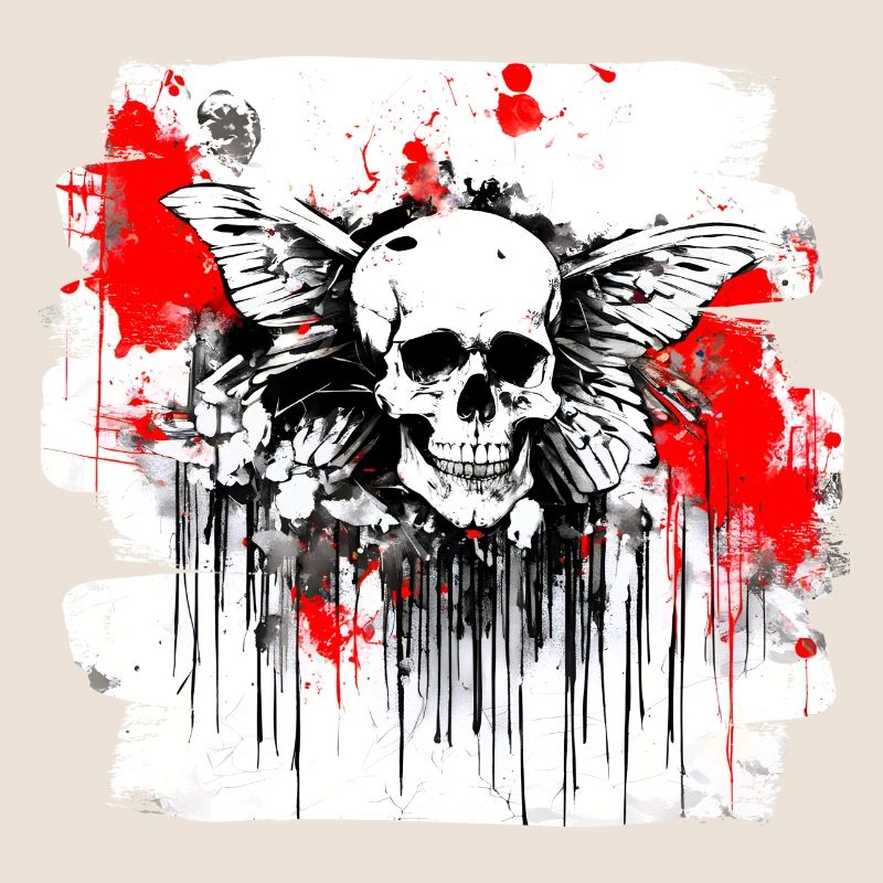 crâne éclaboussure trash polka tattoo