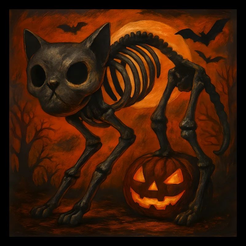 Cadeau d’Halloween effrayant de squelette de chat
