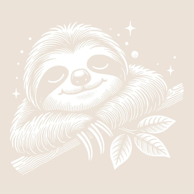 Cute sleepy sloth getting calm