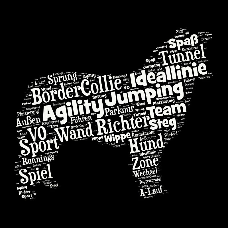 Border Collie Agility Wordcloud weiß