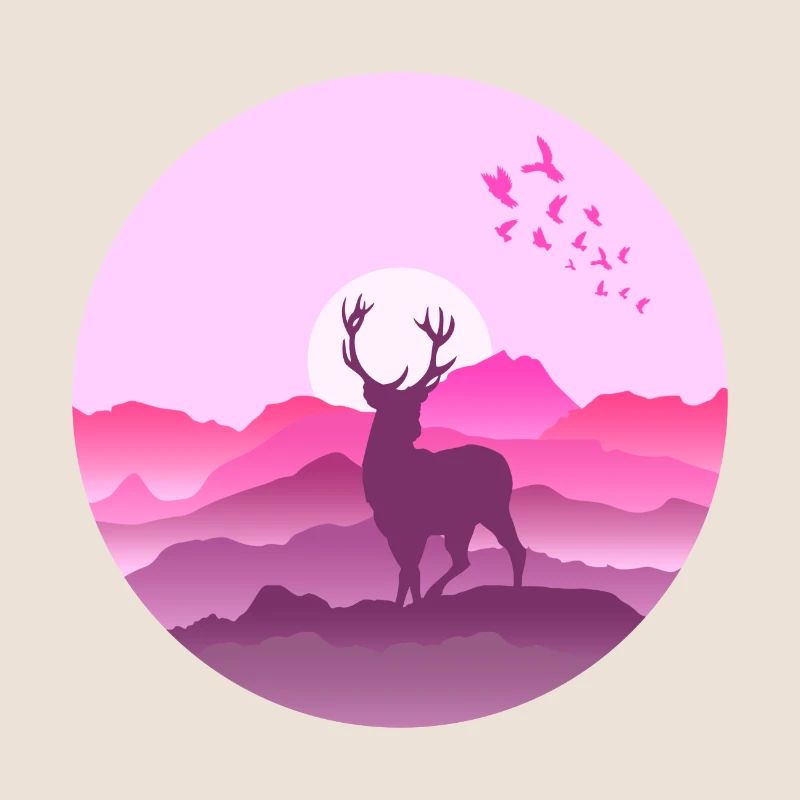 Deer in the mountains before sunset