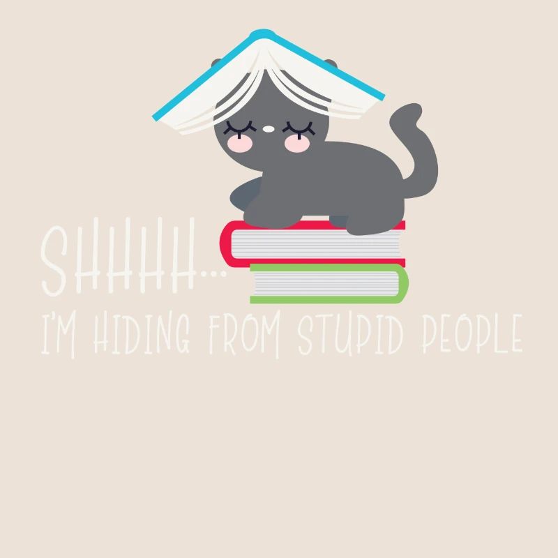 Cat Reading Nerd hide behind the book