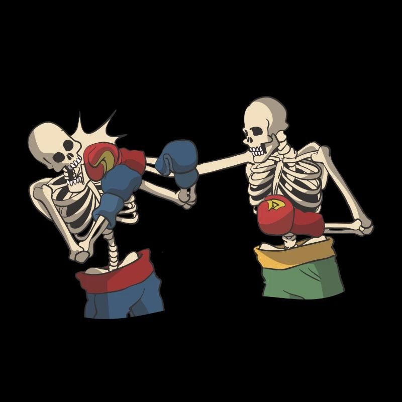 Skeleton while boxing
