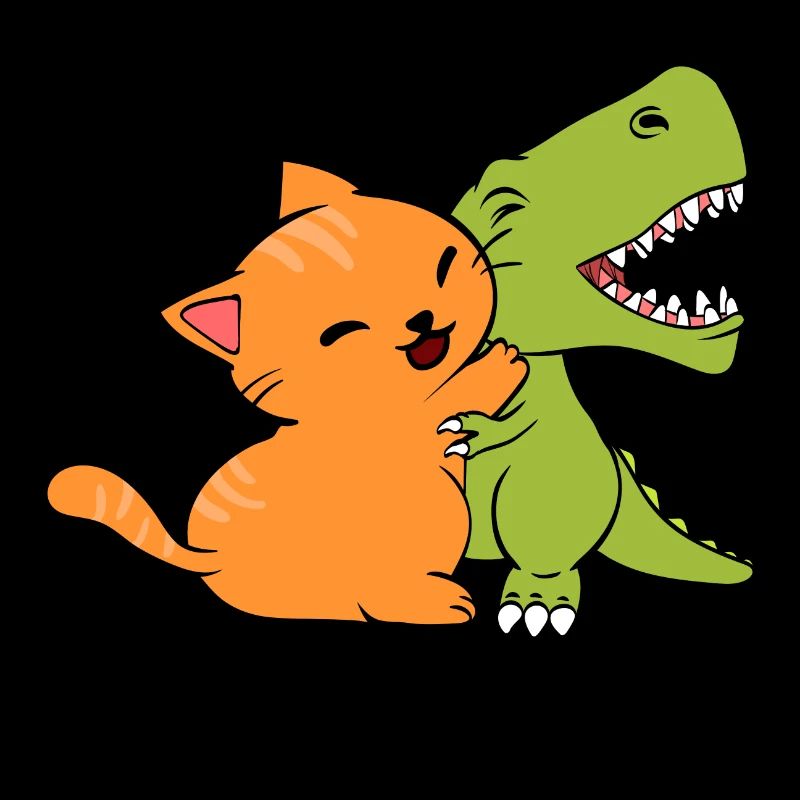 Cool Dinosaur Tee For Animal Lovers "Cat Hugging