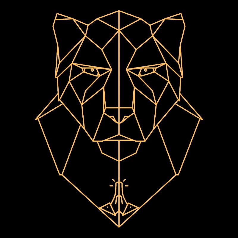 Geometric lion head with praying