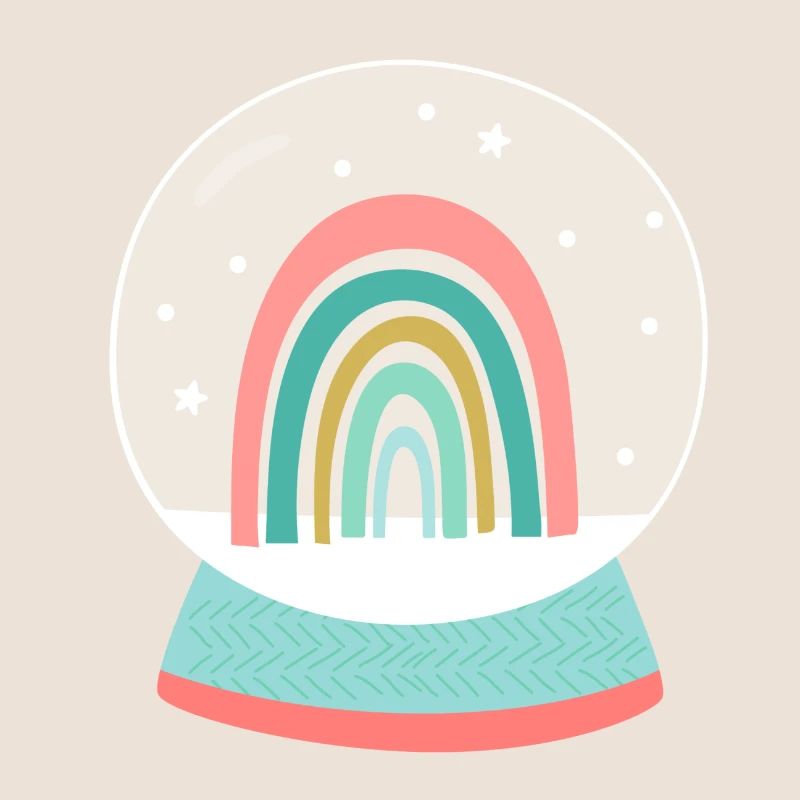 Snow globe colorful rainbow Merry Christmas