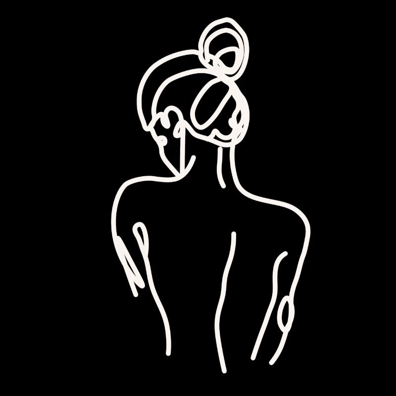 Lineart - woman back white