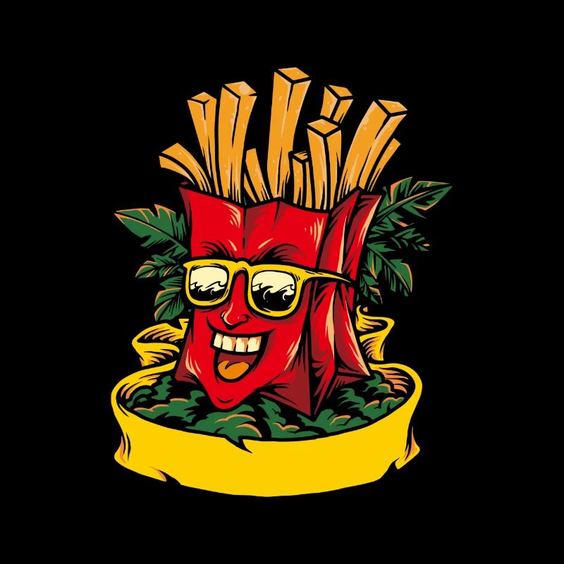 Frites drôles de restauration rapide avec des lunettes de soleil