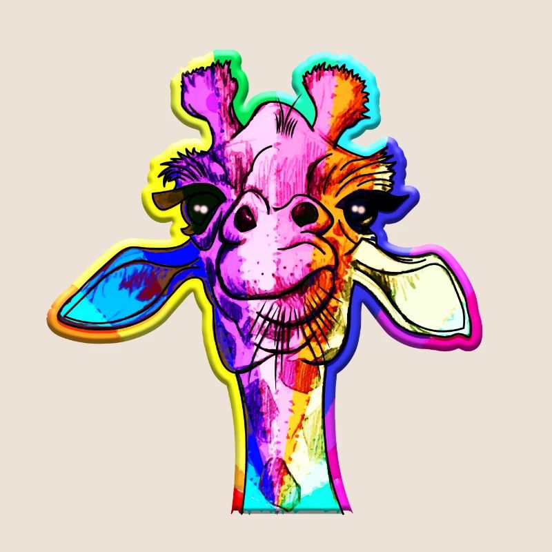 Arc-en-ciel Giraffe Punk Giraffe Rainbow