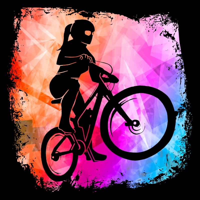 Mountainbikerin Mädchen coole Farben MTB Fahrrad