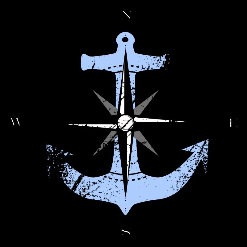Kompassrose und Anker, Kompass, Maritimes Motiv