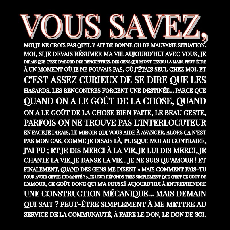 Vous savez moi je ne crois pas qu'il y ait de...