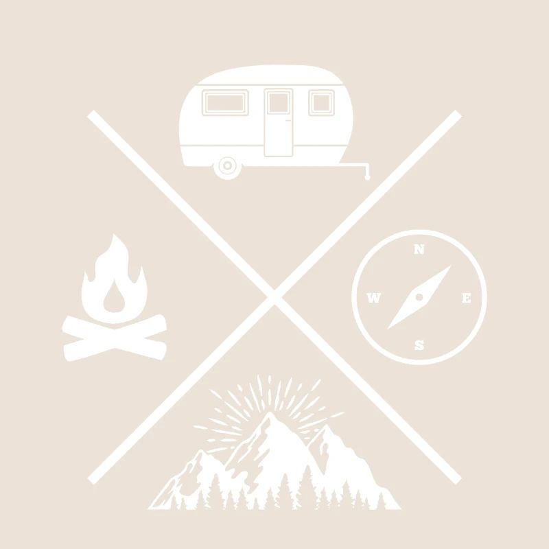 camping caravan campfire compass