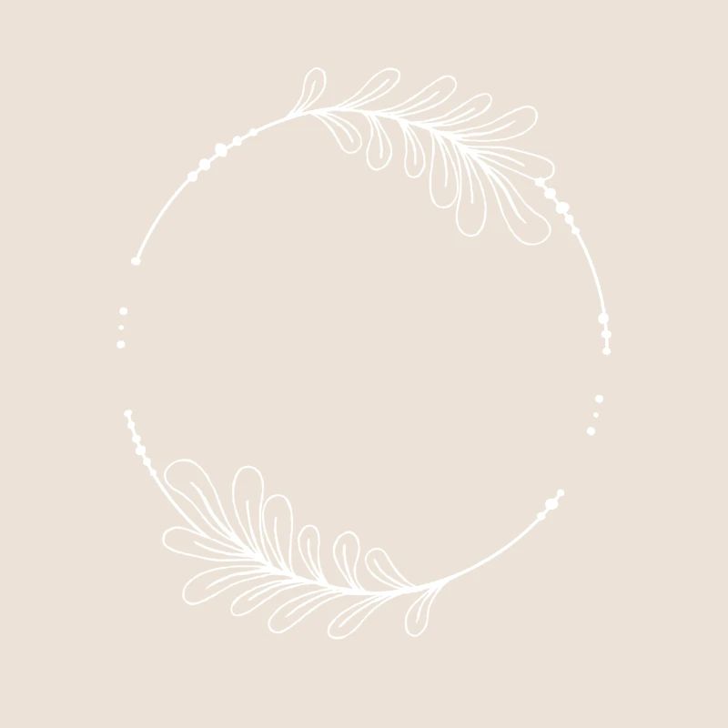 Cadre circulaire blanc avec feuilles