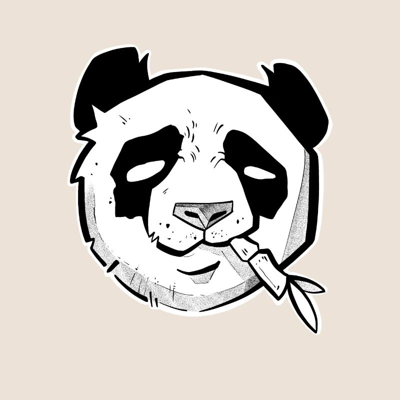 Cute panda head sketchy style and dotwork