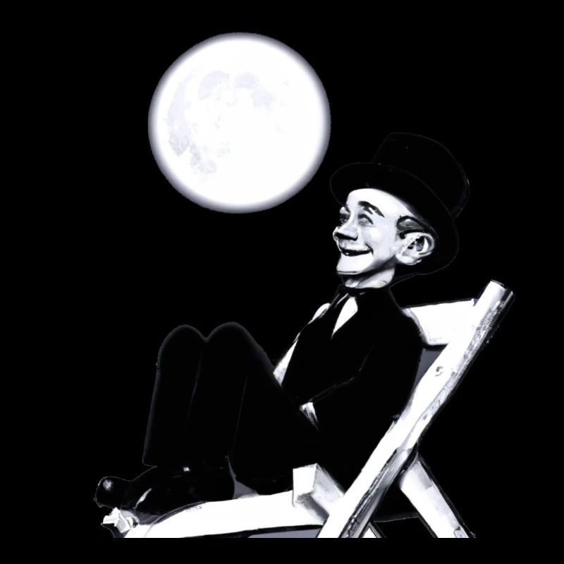 Charles Chaplin resting looking at the Moon