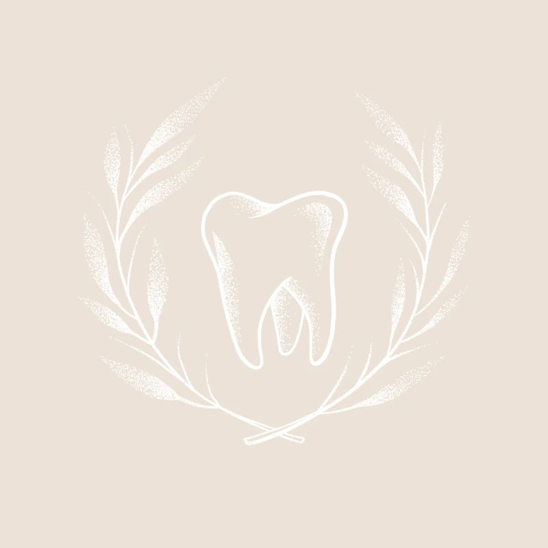 White tooth and laurel wreath dotwork