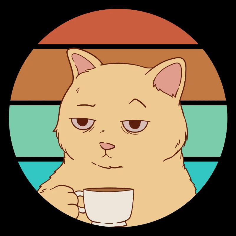 Cat with a coffee | Working day tired