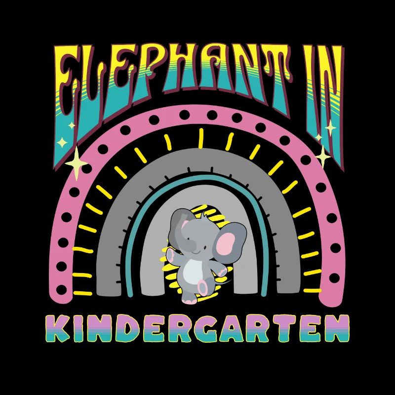 éléphant dans la conception de bande arc-en-ciel de maternelle