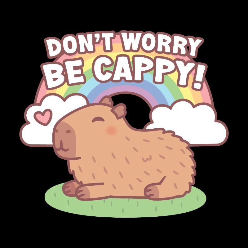 Süßes Capybara und Regenbogen, mach dir keine Sorgen, sei Cappy