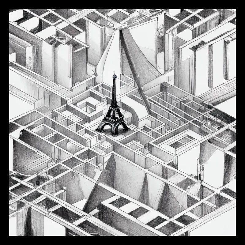 MC Escher drawing of Eiffel Tower