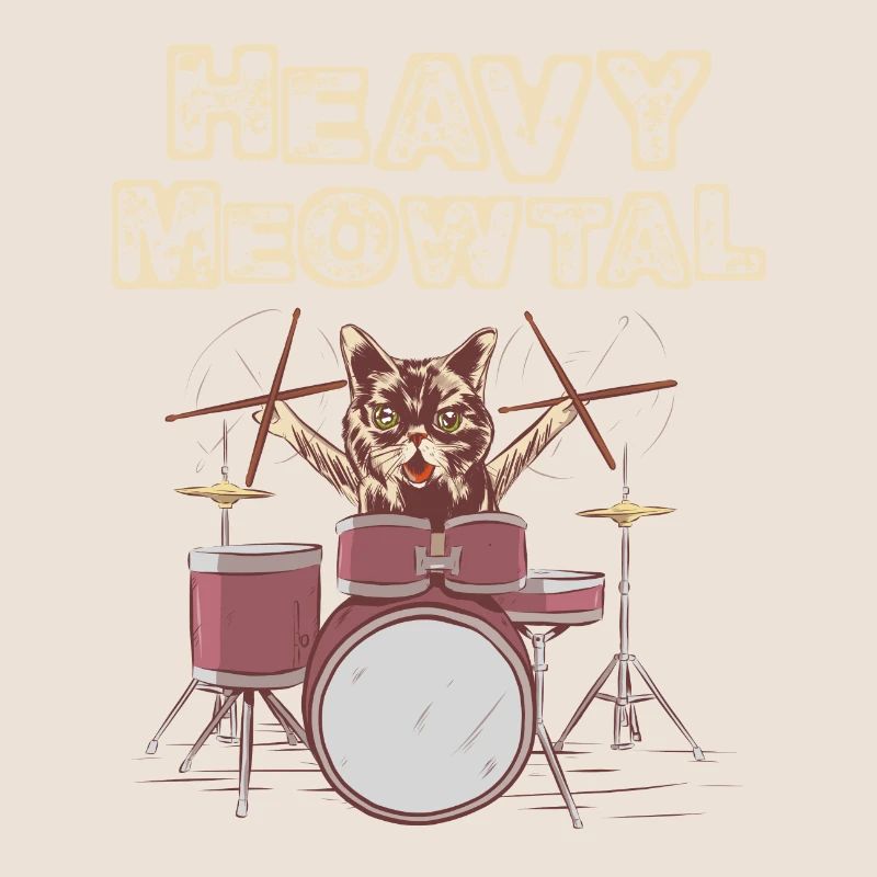 Drumming Shirt For Drummers "Heavy Meowtal"