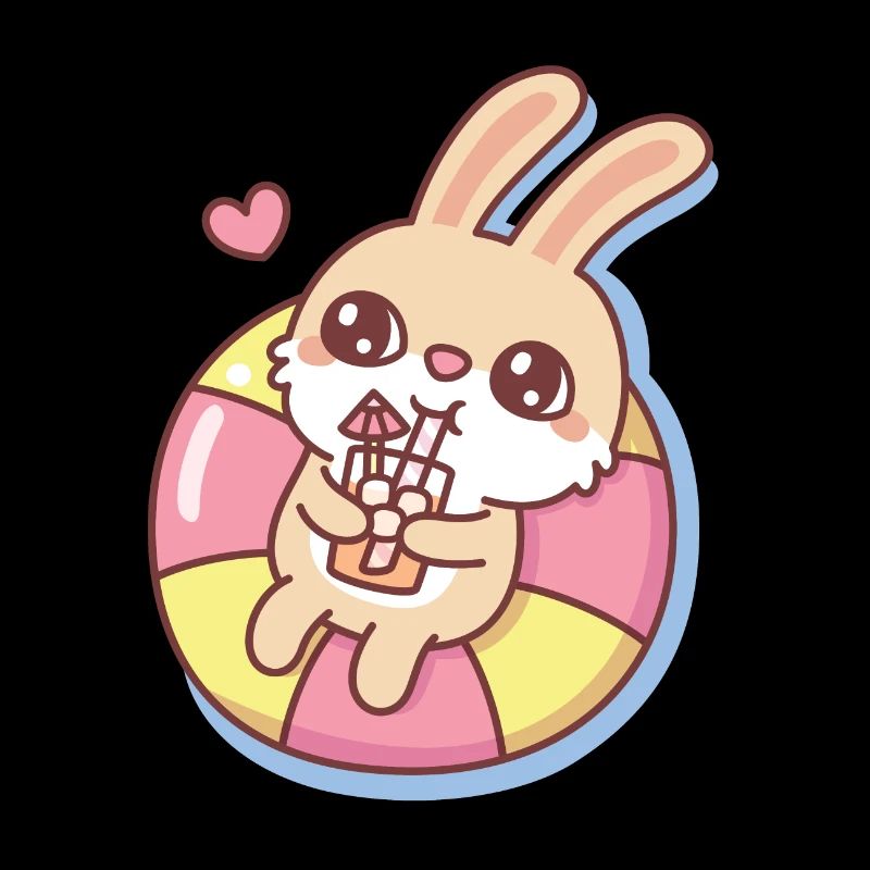 Cute Rabbit Chilling In Pool Float Summer Vibes