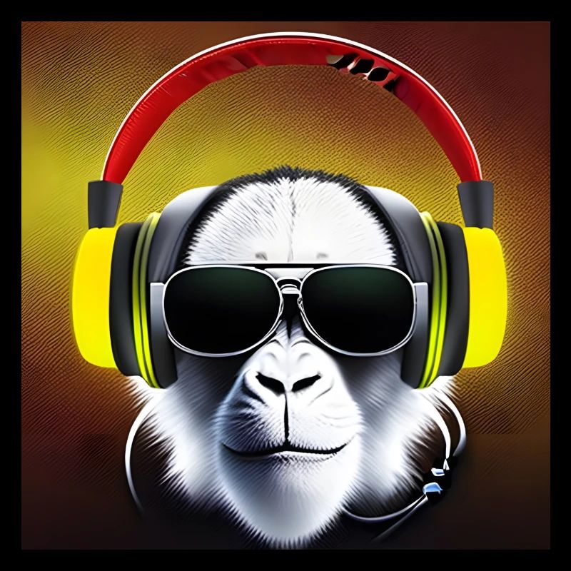 Singe avec écouteurs