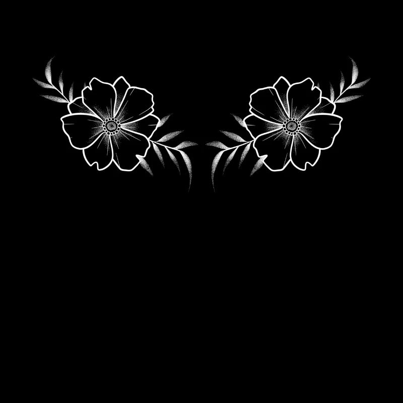 Floral blanc line art & dotwork