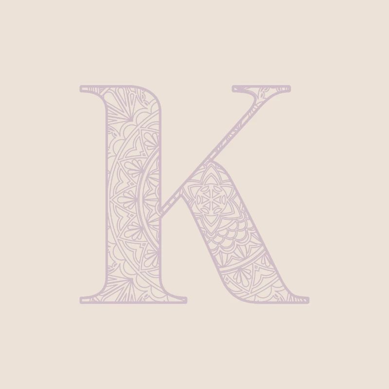 Mandala Monogram Initial in Dusky Pink - Letter K