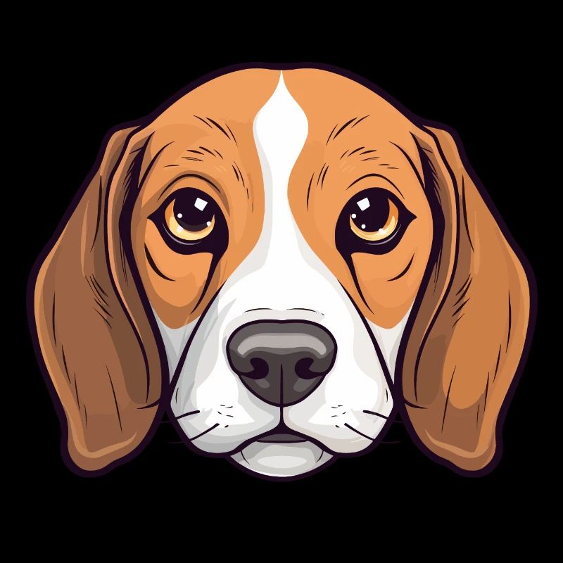 Beagle Kopf Comic Cartoon Look Hunde Glück